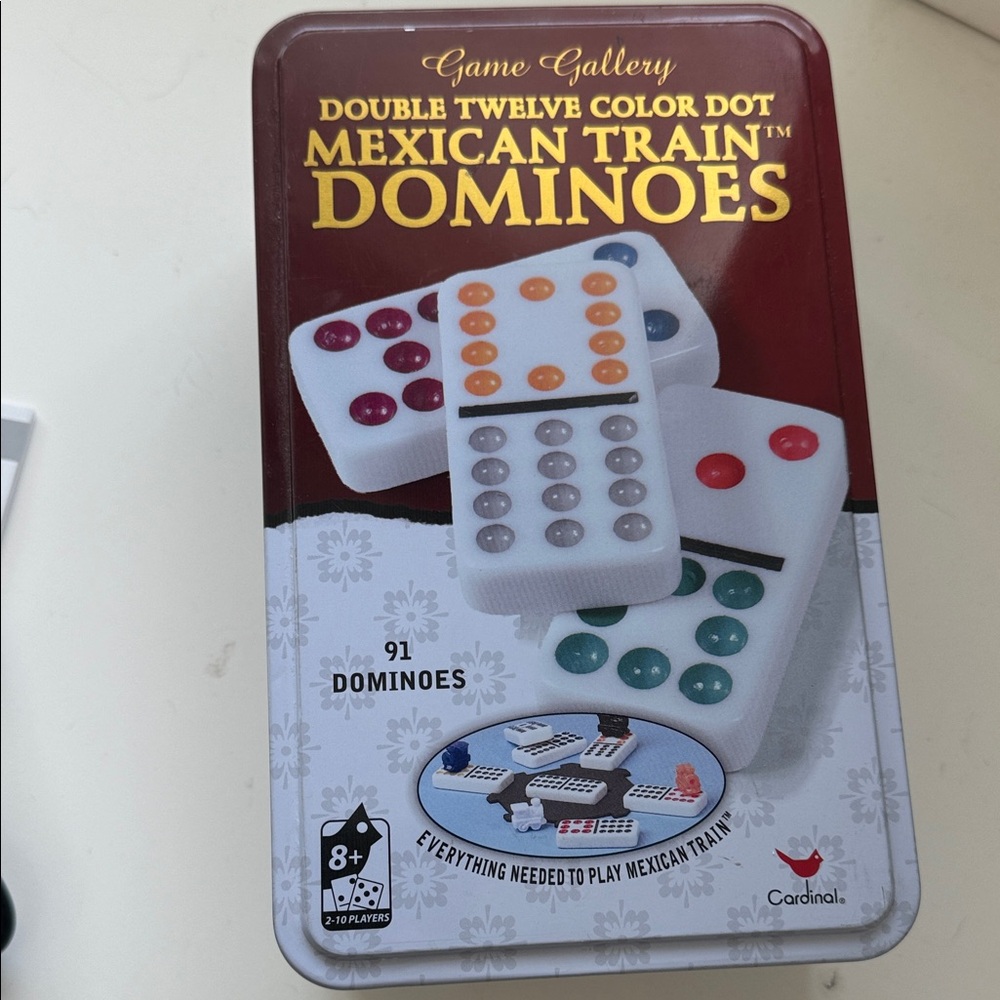 Cardinal Mexican Train Dominoes Game - White with Multi-Color Dots